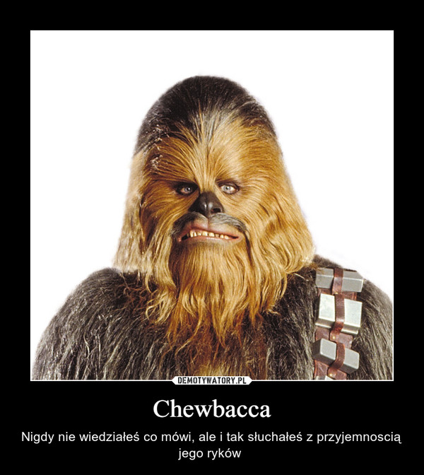 Chewbacca – Nigdy nie wiedziałeś co mówi, ale i tak słuchałeś z przyjemnoscią jego ryków  