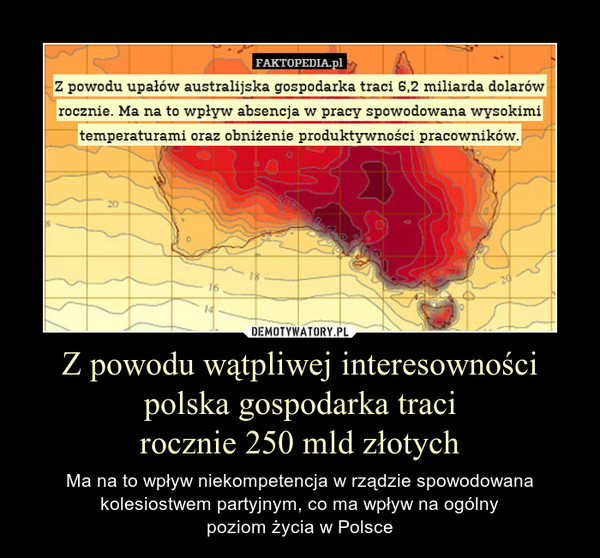 Z powodu wątpliwej interesowności polska gospodarka traci
rocznie 250 mld złotych