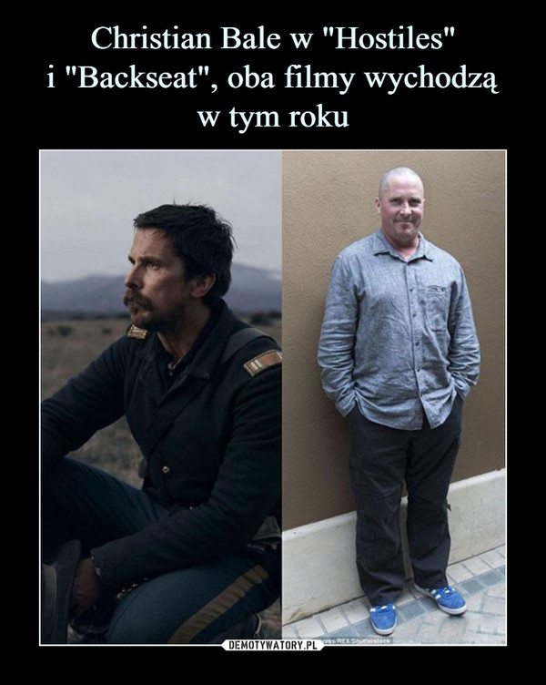 Christian Bale w "Hostiles"
i "Backseat", oba filmy wychodzą
w tym roku