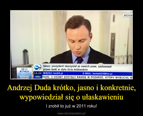 Andrzej Duda krótko, jasno i konkretnie, wypowiedział się o ułaskawieniu – I zrobił to już w 2011 roku! 