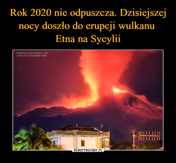 Rok 2020 nie odpuszcza. Dzisiejszej nocy doszło do erupcji wulkanu 
Etna na Sycylii