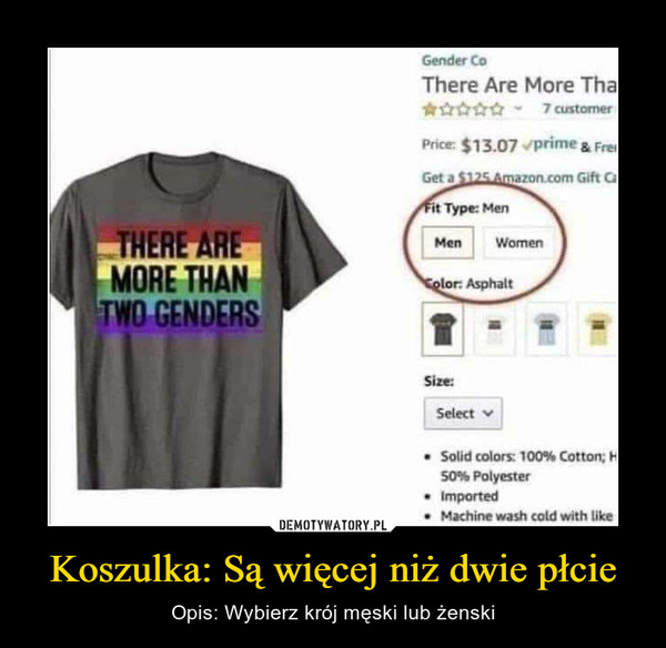 Koszulka: Są więcej niż dwie płcie