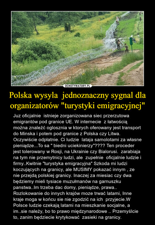 Polska wysyla  jednoznaczny sygnal dla organizatorów "turystyki emigracyjnej"