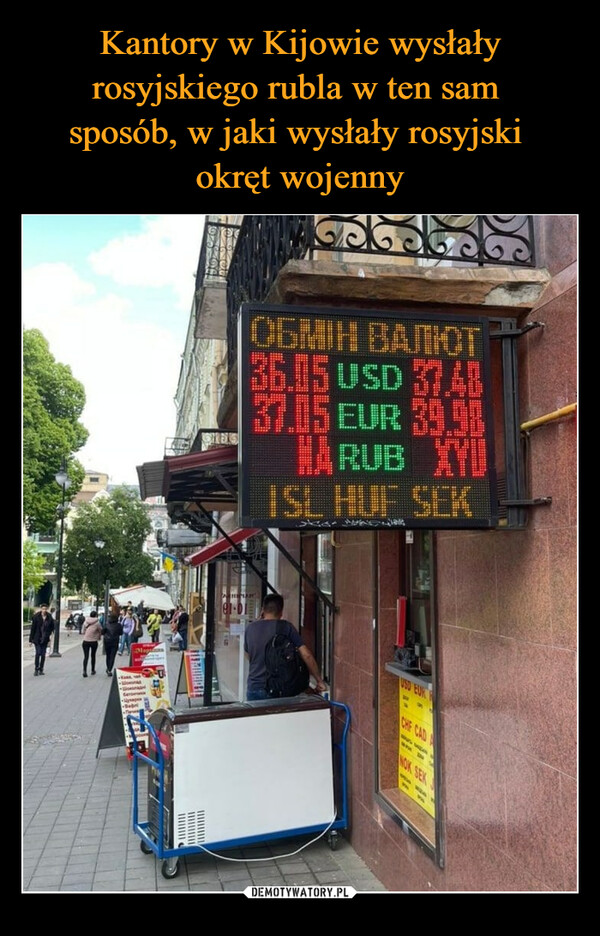Kantory w Kijowie wysłały rosyjskiego rubla w ten sam 
sposób, w jaki wysłały rosyjski 
okręt wojenny