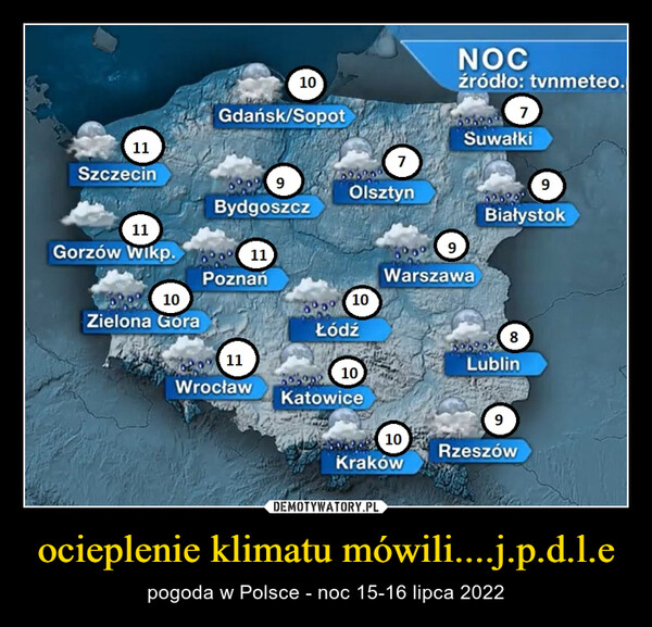 ocieplenie klimatu mówili....j.p.d.l.e – pogoda w Polsce - noc 15-16 lipca 2022 