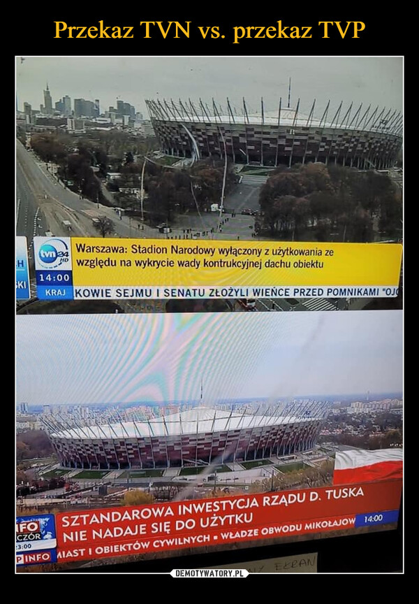 –  Warszawa: Stadion Narodowy wyłączony z użytkowania ze względu na wykrycie wady kontrakcyjnej dachu obiektu